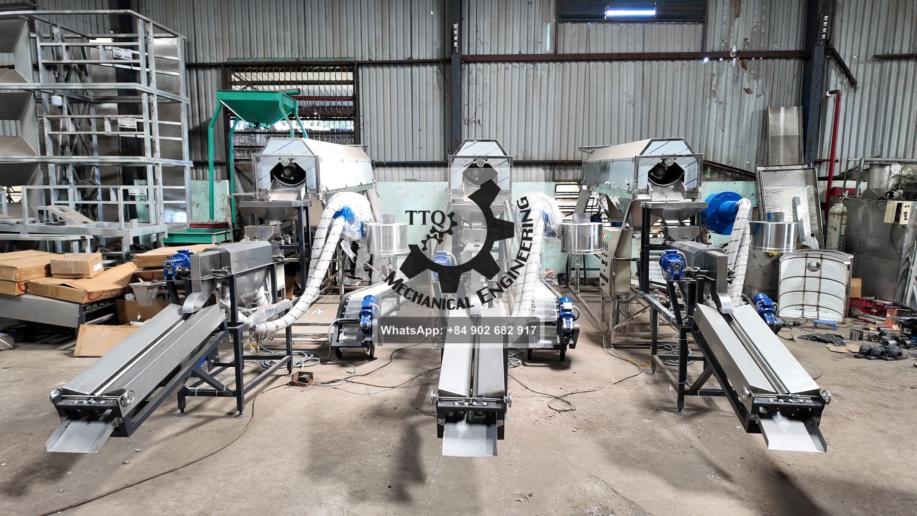 Automatic TTQ peeling units with suction ducting to cyclones